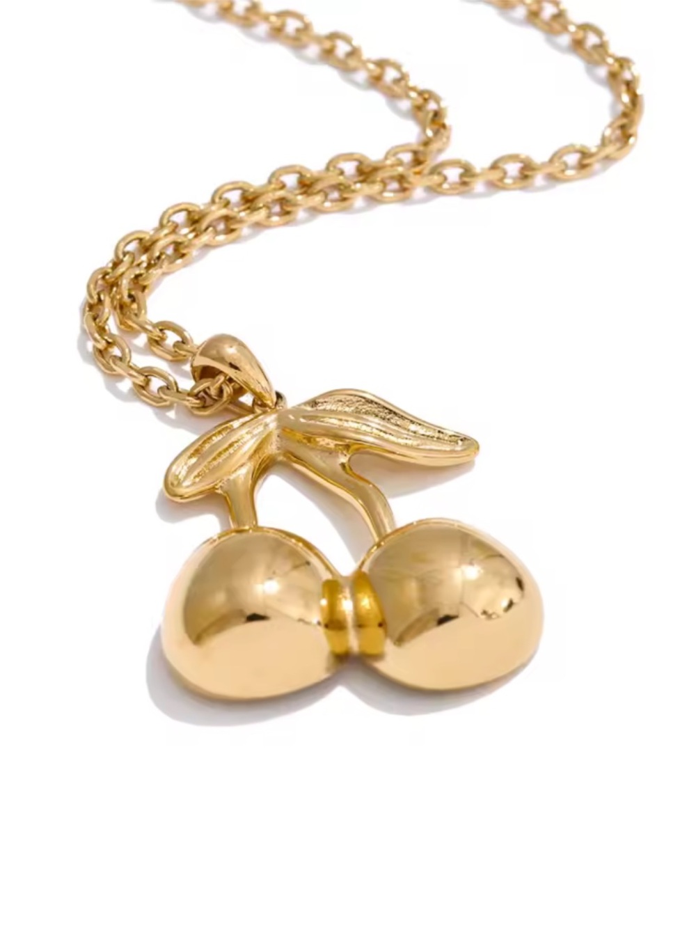Gold Cherry Pendant Necklace&Earrings Set - Picture 8 of 14
